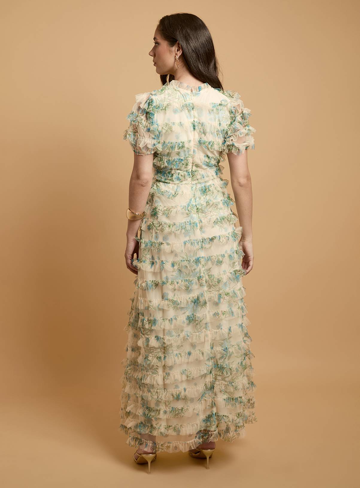 OASIS Trailing Bloom Tiered Mesh Maxi Dress 6 - Image 3